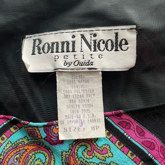 Vintage Y2K Vibrant Paisley Print Handkerchief Hem Bandana Midi Dress 8 Petite - Picture 4 of 6